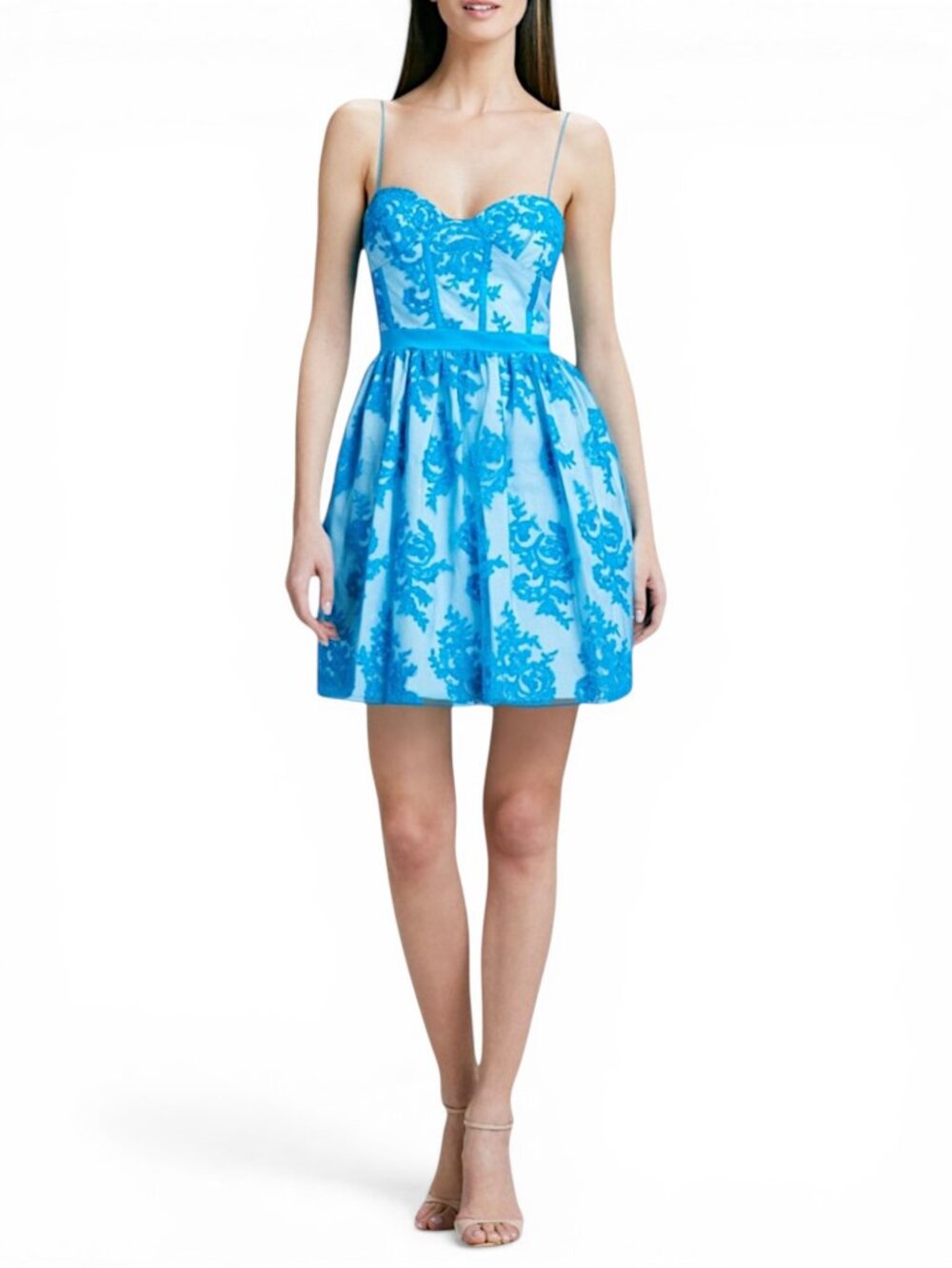 Aidan Mattox Lace Dress Turquoise Aqua Party Cocktail Full Skirt $480 New NWT 8